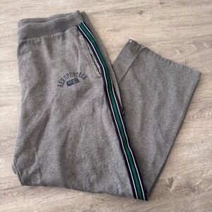 Y2K Aeropostale Mens Gray Side Stripe Sweatpants Athletic Wide Leg Large
